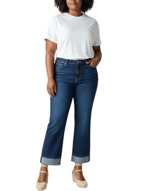 BODEN Wide Leg Cropped Jeans in Dark Wash Size 18L — GREAT w/ BOOTS!!!